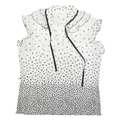 Womens White & Black Printed Sleeveless Ruffle Neck Top Size L Lightweight