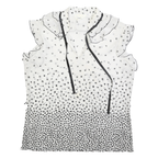 Womens White & Black Printed Sleeveless Ruffle Neck Top Size L Lightweight