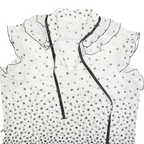 Womens White & Black Printed Sleeveless Ruffle Neck Top Size L Lightweight