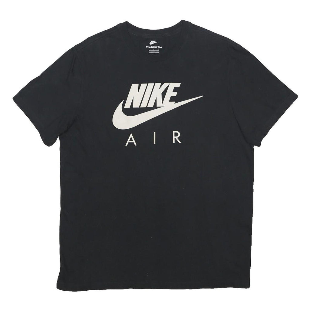 NIKE Mens Black Air Logo Graphic T-Shirt L Short Sleeve Crew Neck Cotton Blend
