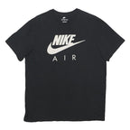 NIKE Mens Black Air Logo Graphic T-Shirt L Short Sleeve Crew Neck Cotton Blend