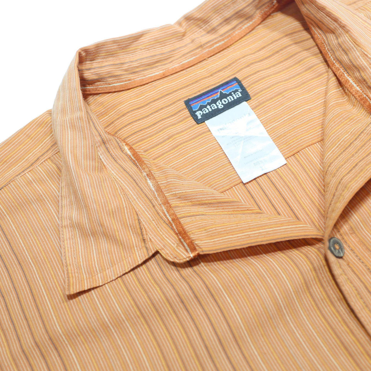 PATAGONIA Mens Orange Stripe Casual Shirt XL Lightweight Polyester Blend