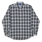 TOMMY HILFIGER Mens Black & White Check Shirt L Button Down Collar Long Sleeve