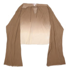 MONSOON Womens Beige & Cream Long Sleeve V-Neck Band Collar Silk Top UK 18 Basic