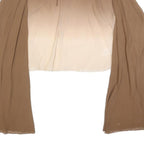 MONSOON Womens Beige & Cream Long Sleeve V-Neck Band Collar Silk Top UK 18 Basic