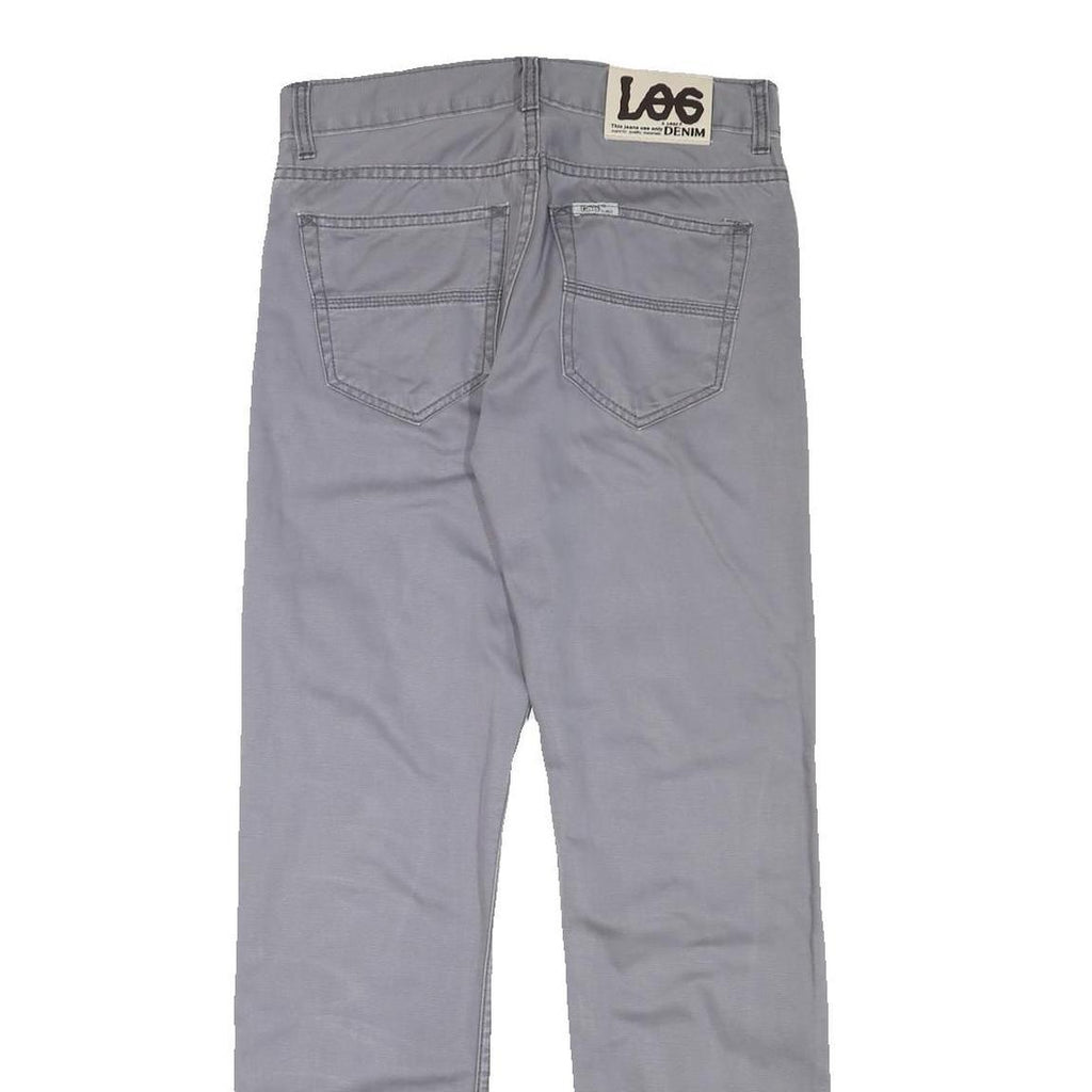 LEE Mens Cotton Blend Grey Regular Straight Trousers W29 L30 Zip Closure Casual