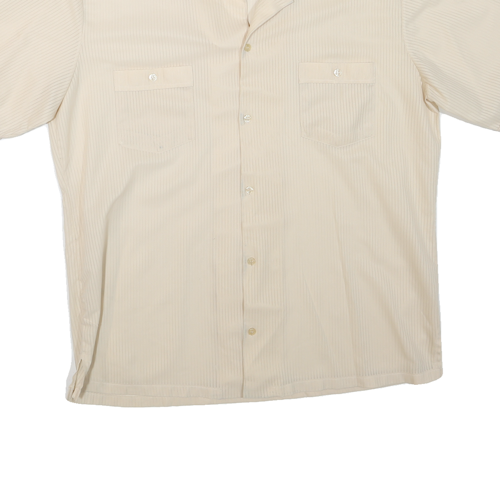 KINGSPORT Mens Cream Regular Fit Short Sleeve Shirt L Lightweight Polyester