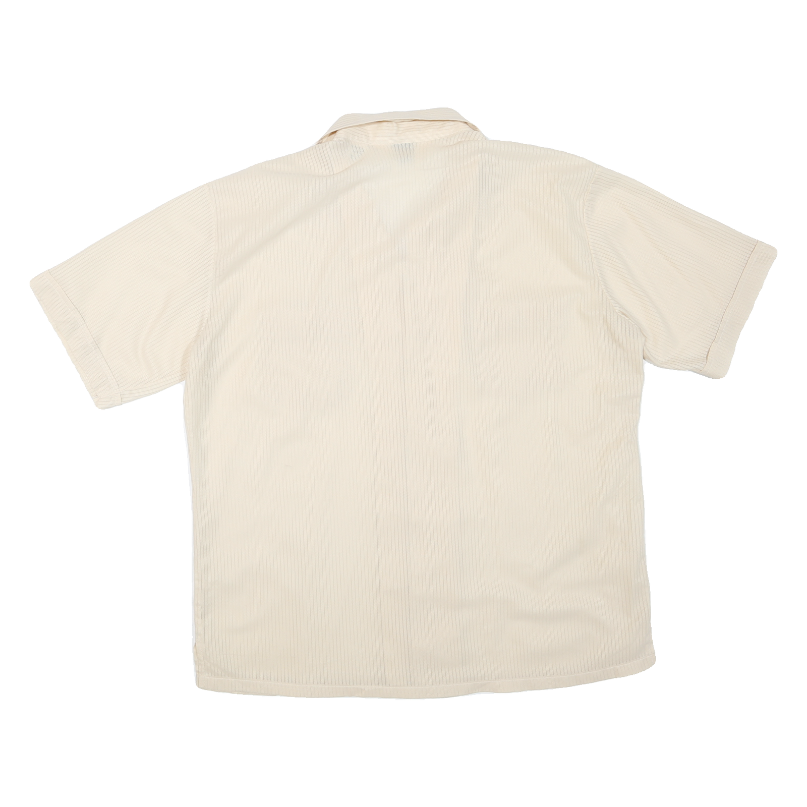 KINGSPORT Mens Cream Regular Fit Short Sleeve Shirt L Lightweight Polyester