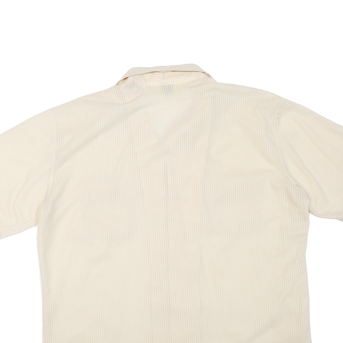 KINGSPORT Mens Cream Regular Fit Short Sleeve Shirt L Lightweight Polyester
