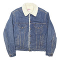 LEVI'S 80s Mens Blue Sherpa Collar Denim Jacket L Cotton Blend Button Closure