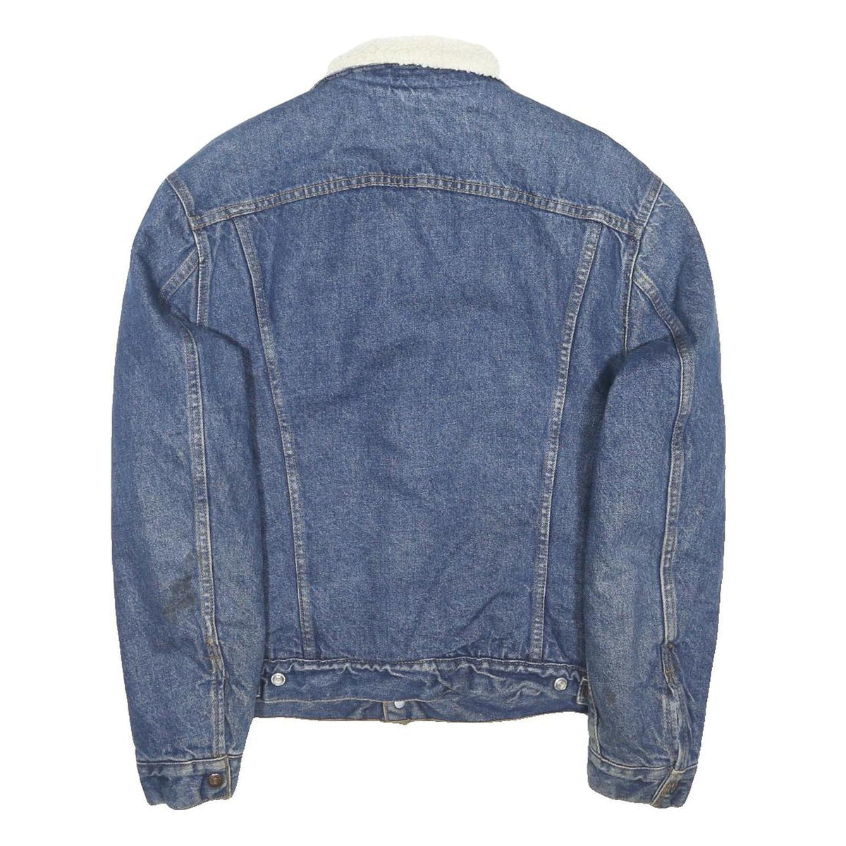 LEVI'S 80s Mens Blue Sherpa Collar Denim Jacket L Cotton Blend Button Closure