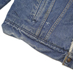 LEVI'S 80s Mens Blue Sherpa Collar Denim Jacket L Cotton Blend Button Closure