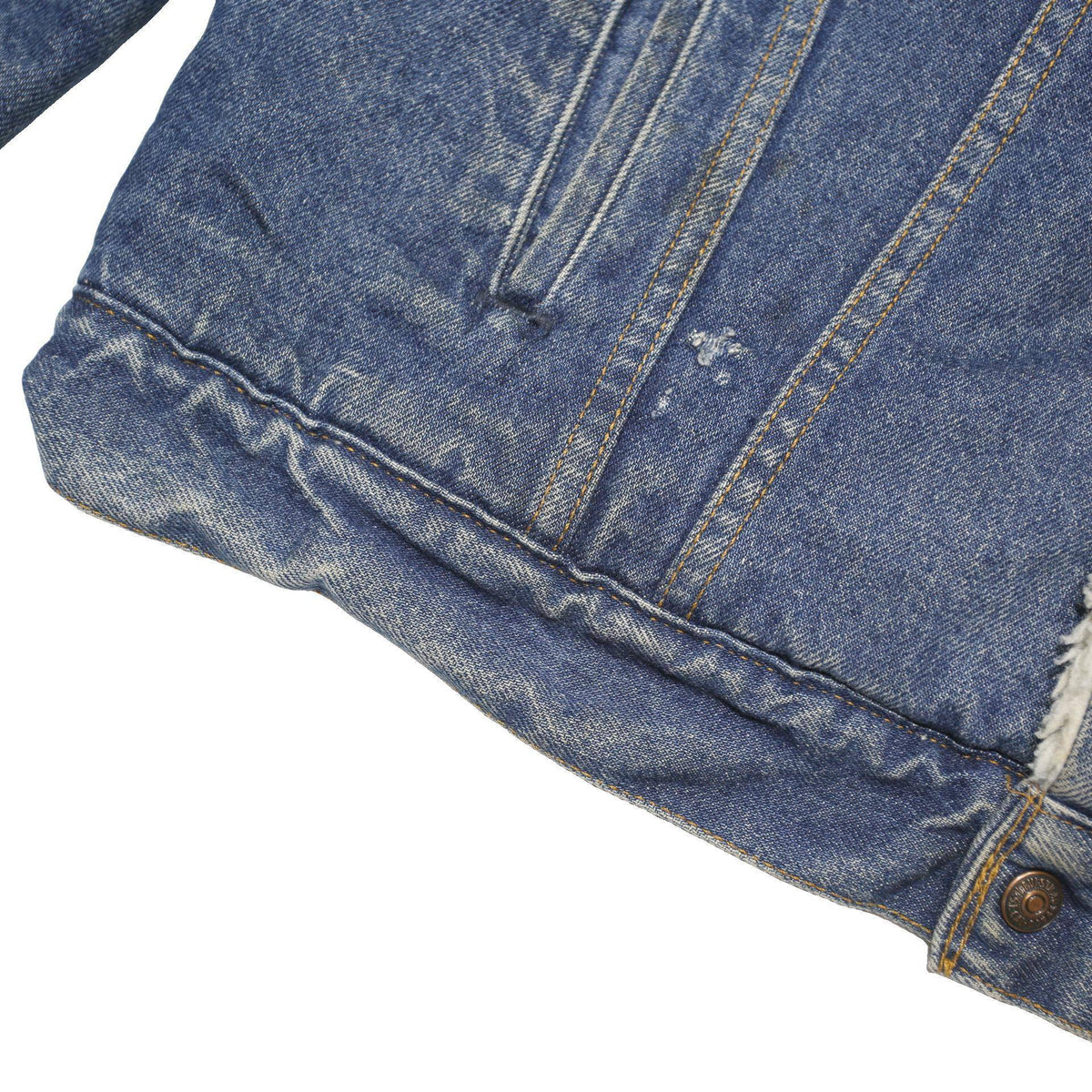 LEVI'S 80s Mens Blue Sherpa Collar Denim Jacket L Cotton Blend Button Closure
