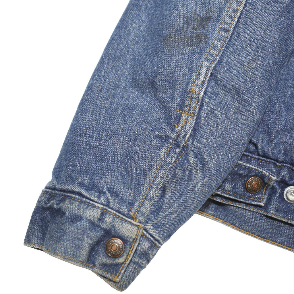 LEVI'S 80s Mens Blue Sherpa Collar Denim Jacket L Cotton Blend Button Closure