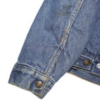 LEVI'S 80s Mens Blue Sherpa Collar Denim Jacket L Cotton Blend Button Closure