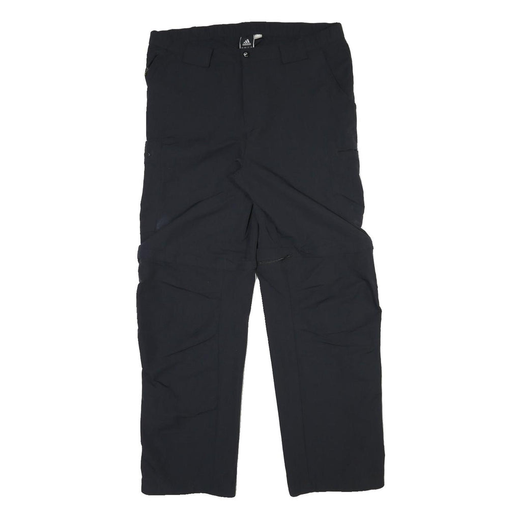 ADIDAS Mens Polyester Blend Black Regular Zip Trousers W36 L31 Casual Comfort