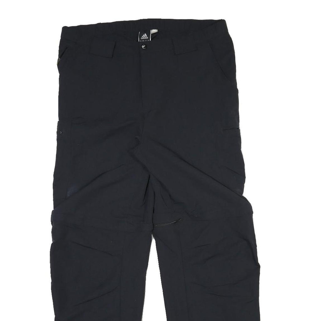 ADIDAS Mens Polyester Blend Black Regular Zip Trousers W36 L31 Casual Comfort