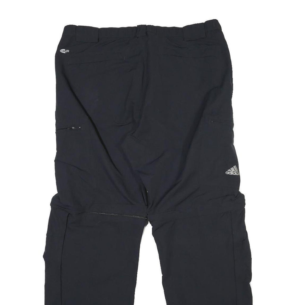 ADIDAS Mens Polyester Blend Black Regular Zip Trousers W36 L31 Casual Comfort