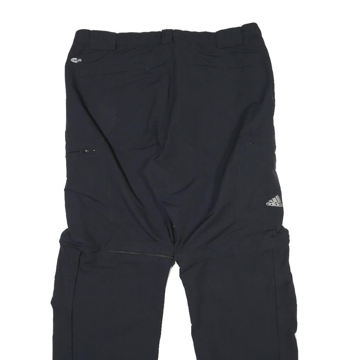 ADIDAS Mens Polyester Blend Black Regular Zip Trousers W36 L31 Casual Comfort