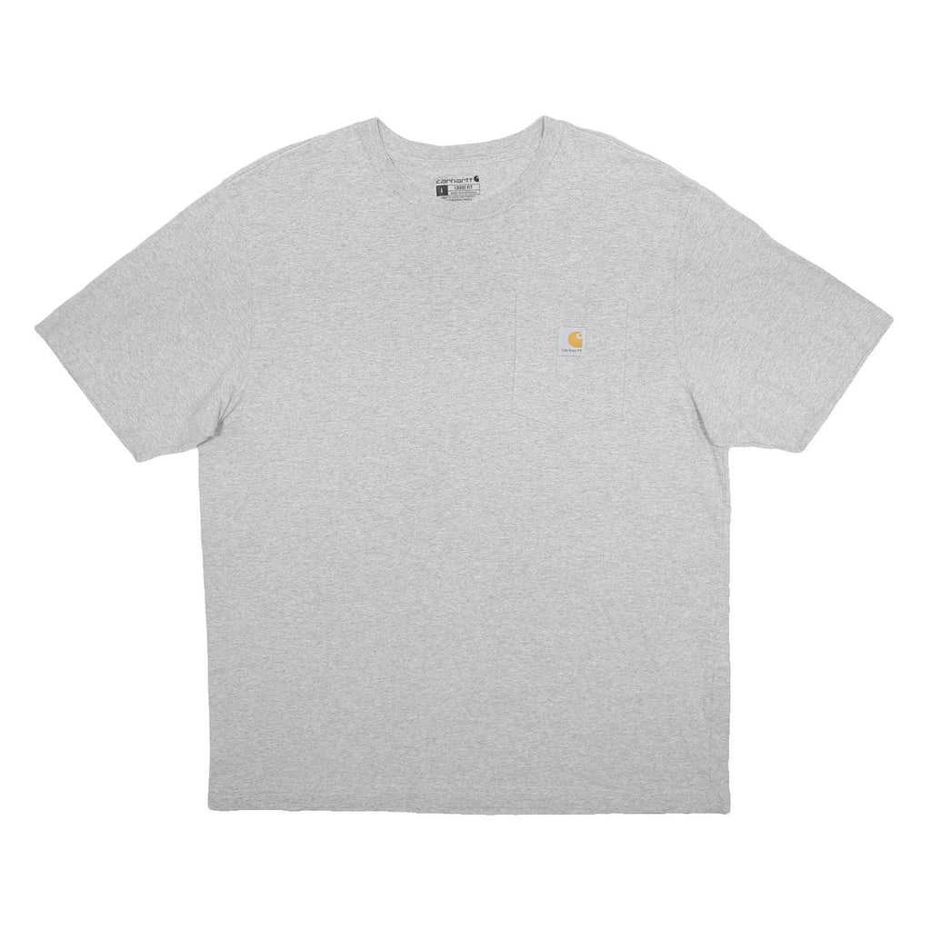 CARHARTT Mens Grey & Light Yellow Pocket T-Shirt L Cotton Blend Crew Neck Short