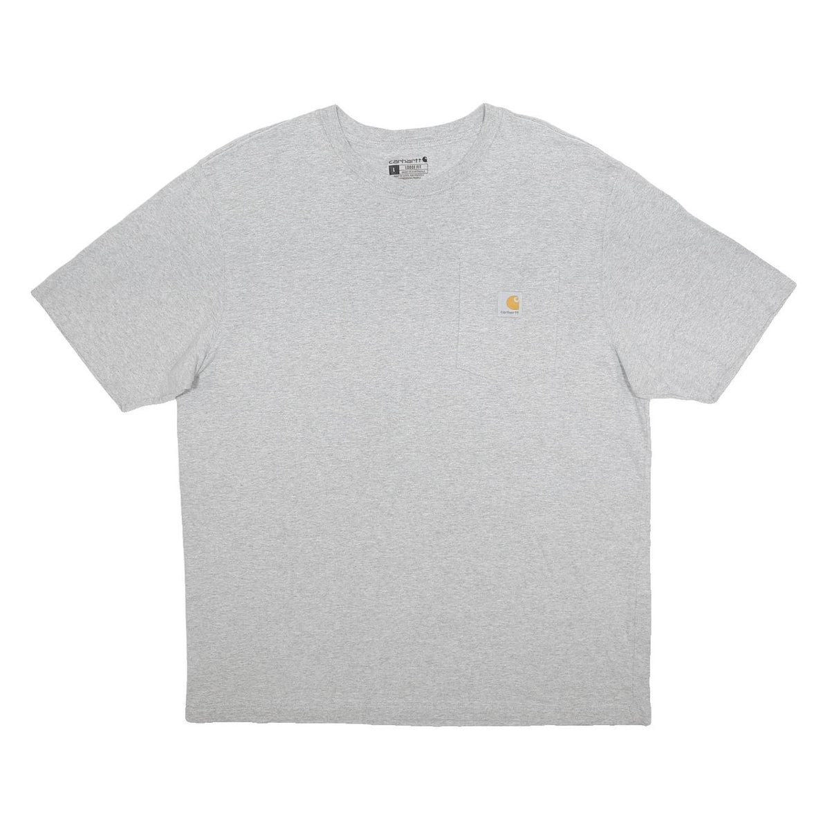 CARHARTT Mens Grey & Light Yellow Pocket T-Shirt L Cotton Blend Crew Neck Short