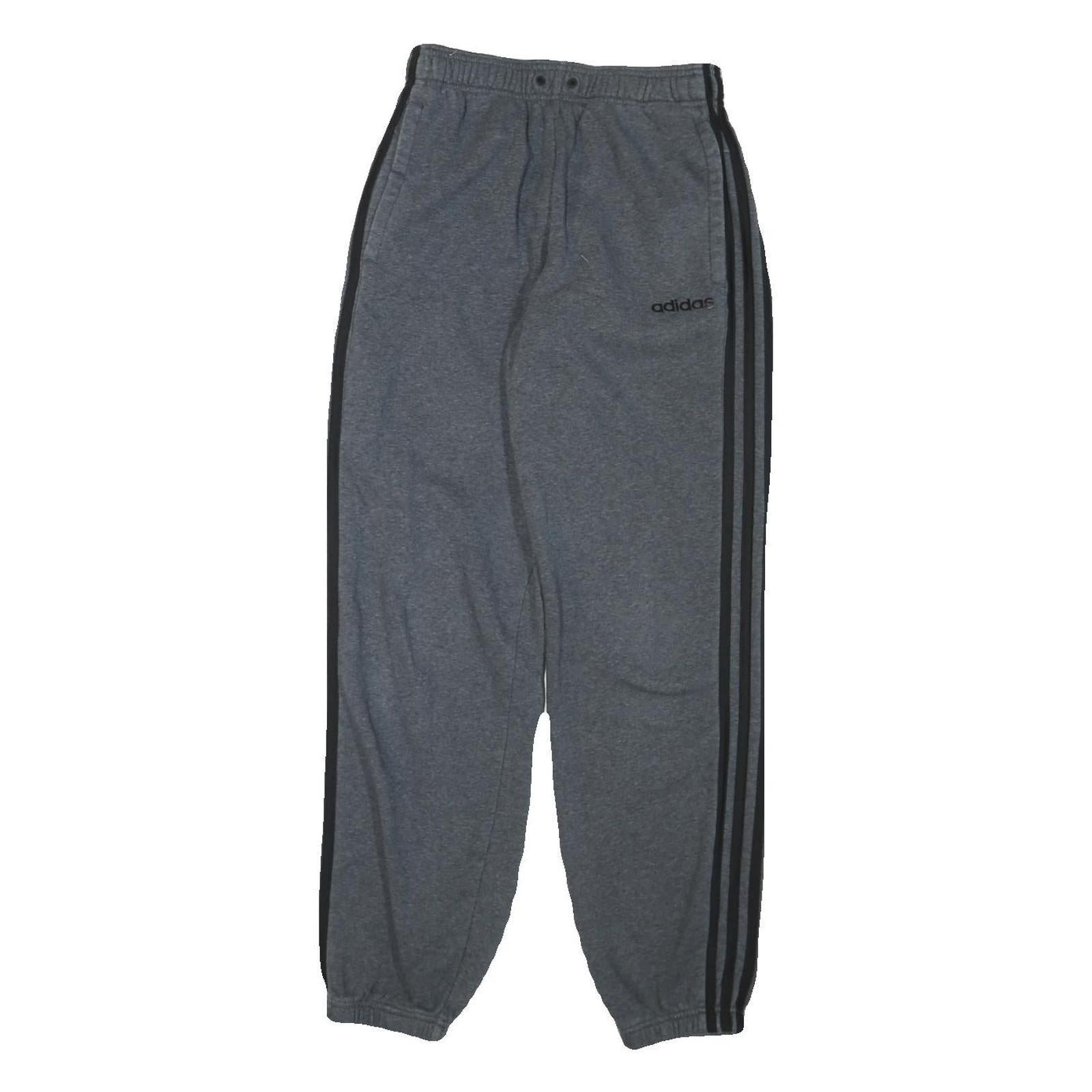 ADIDAS Mens Joggers Grey Black S W26 L30 Cotton Blend Slim Tapered Fit