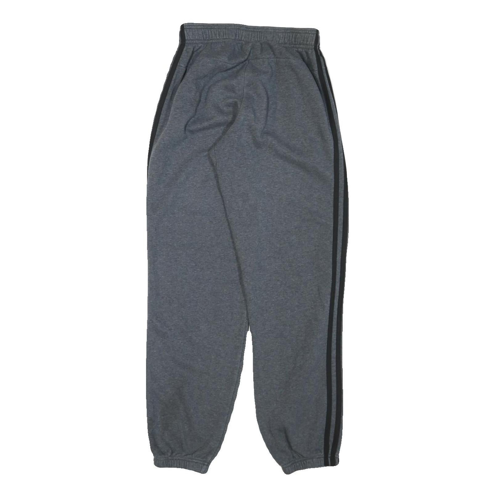 ADIDAS Mens Joggers Grey Black S W26 L30 Cotton Blend Slim Tapered Fit