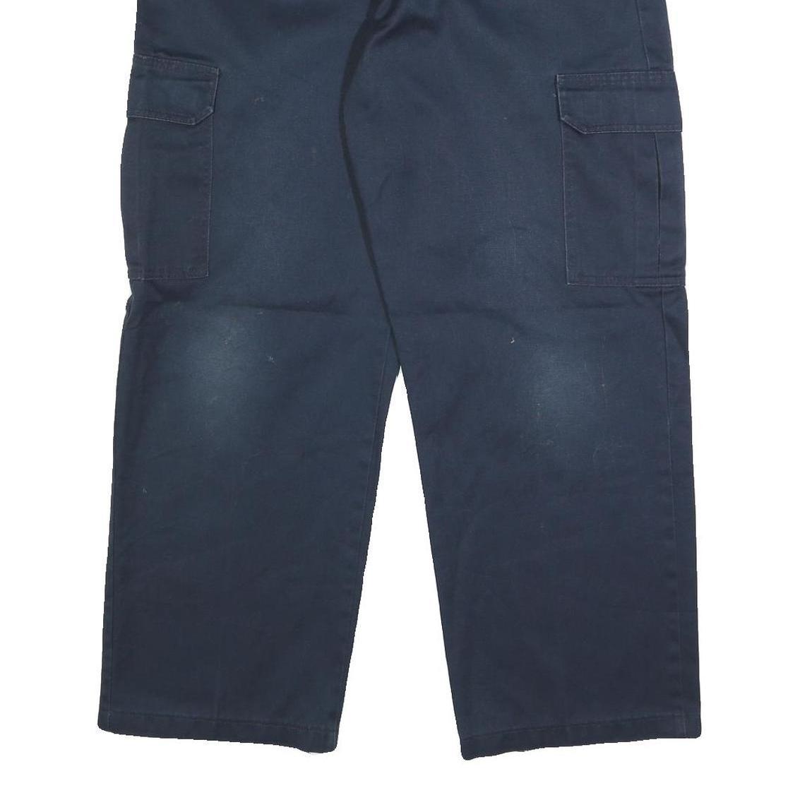 DICKIES Mens Cotton Blend Navy Relaxed Cargo Trousers W38 L30 Workwear Utility