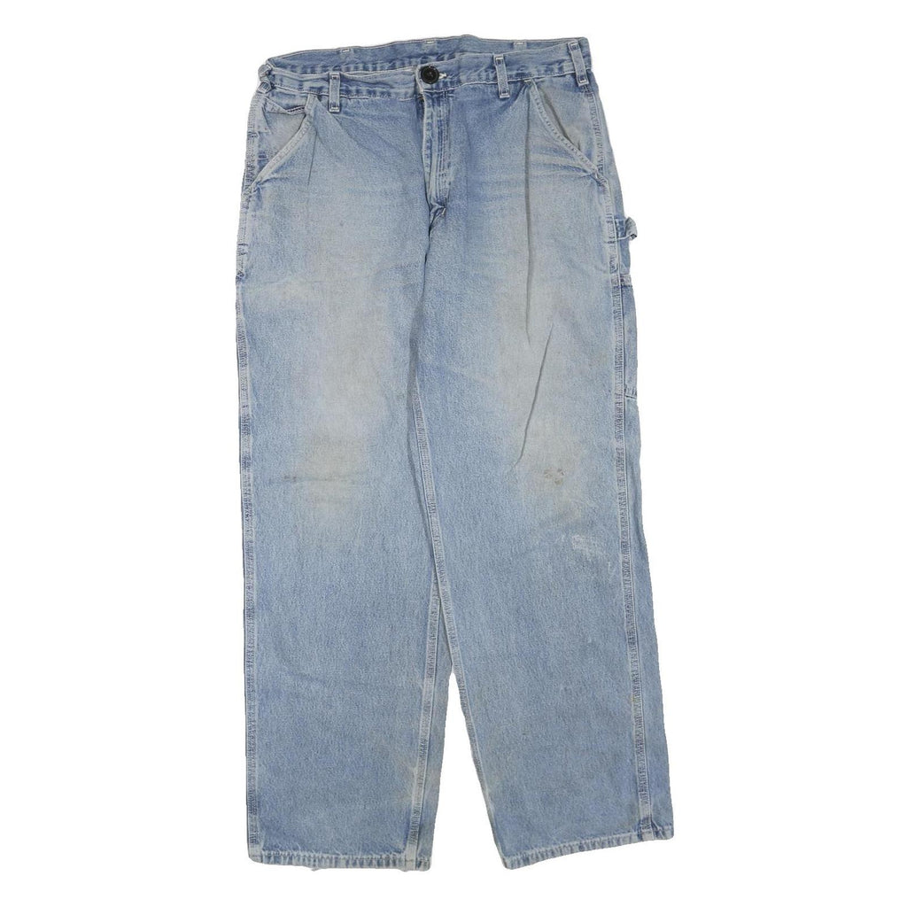 CARHARTT Mens Light Blue Regular Fit Straight Denim Jeans W36 L32 Workwear Zip