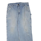 CARHARTT Mens Light Blue Regular Fit Straight Denim Jeans W36 L32 Workwear Zip