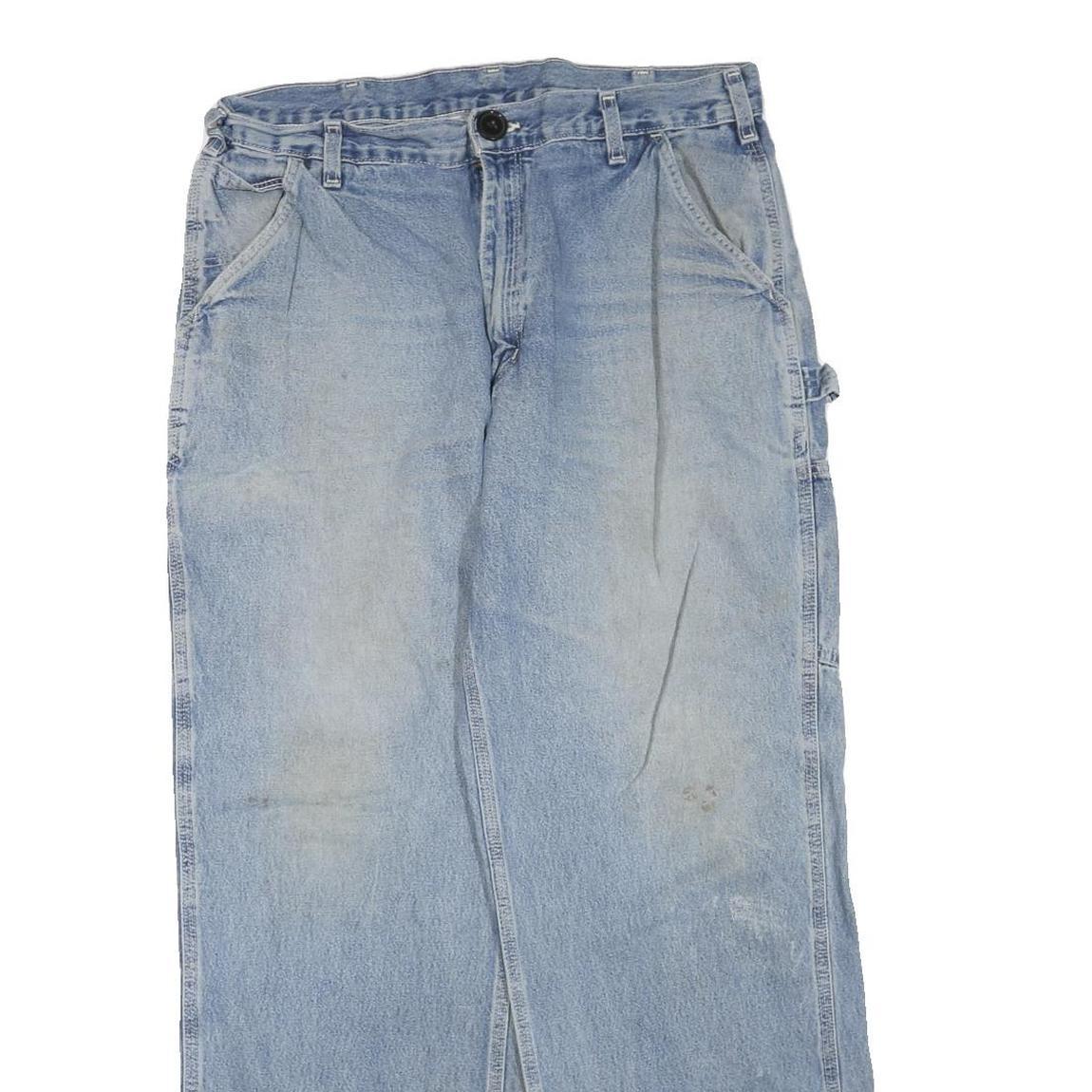 CARHARTT Mens Light Blue Regular Fit Straight Denim Jeans W36 L32 Workwear Zip