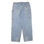 CARHARTT Mens Light Blue Regular Fit Straight Denim Jeans W36 L32 Workwear Zip
