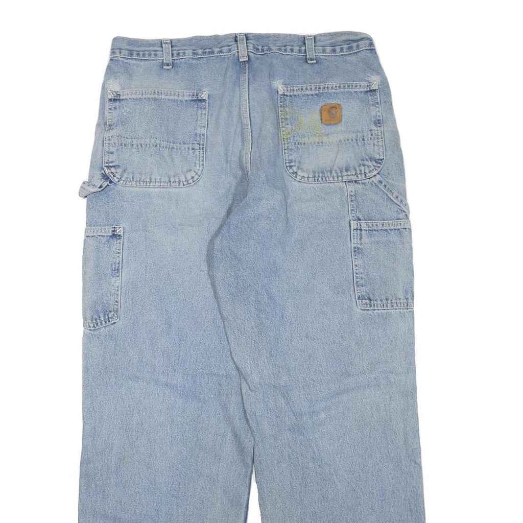 CARHARTT Mens Light Blue Regular Fit Straight Denim Jeans W36 L32 Workwear Zip