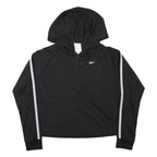 REEBOK Womens Black & White Hooded Jacket XS Polyester Blend Zip Casual
