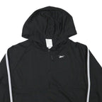 REEBOK Womens Black & White Hooded Jacket XS Polyester Blend Zip Casual