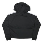 REEBOK Womens Black & White Hooded Jacket XS Polyester Blend Zip Casual