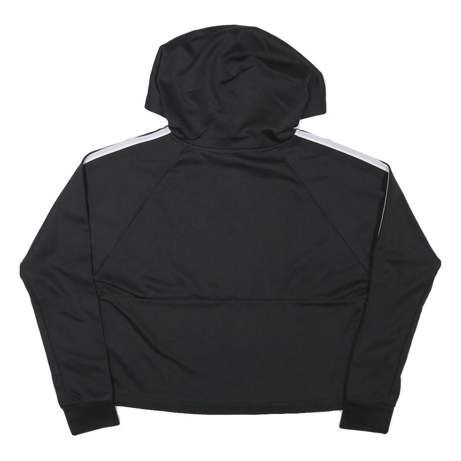 REEBOK Womens Black & White Hooded Jacket XS Polyester Blend Zip Casual