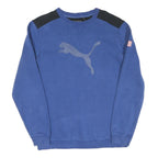 PUMA Mens Blue & Black Sweatshirt Crew Neck S Cotton Logo Graphic