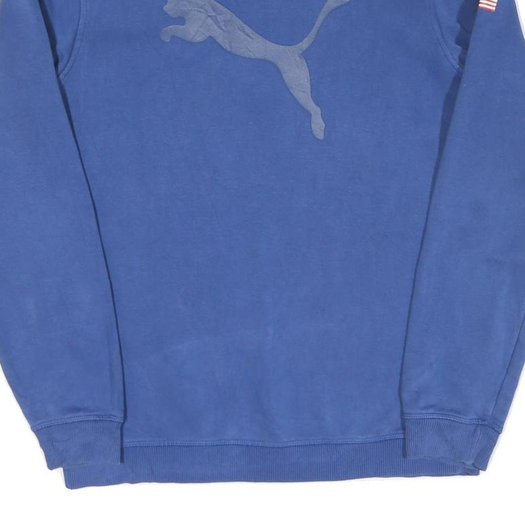 PUMA Mens Blue & Black Sweatshirt Crew Neck S Cotton Logo Graphic