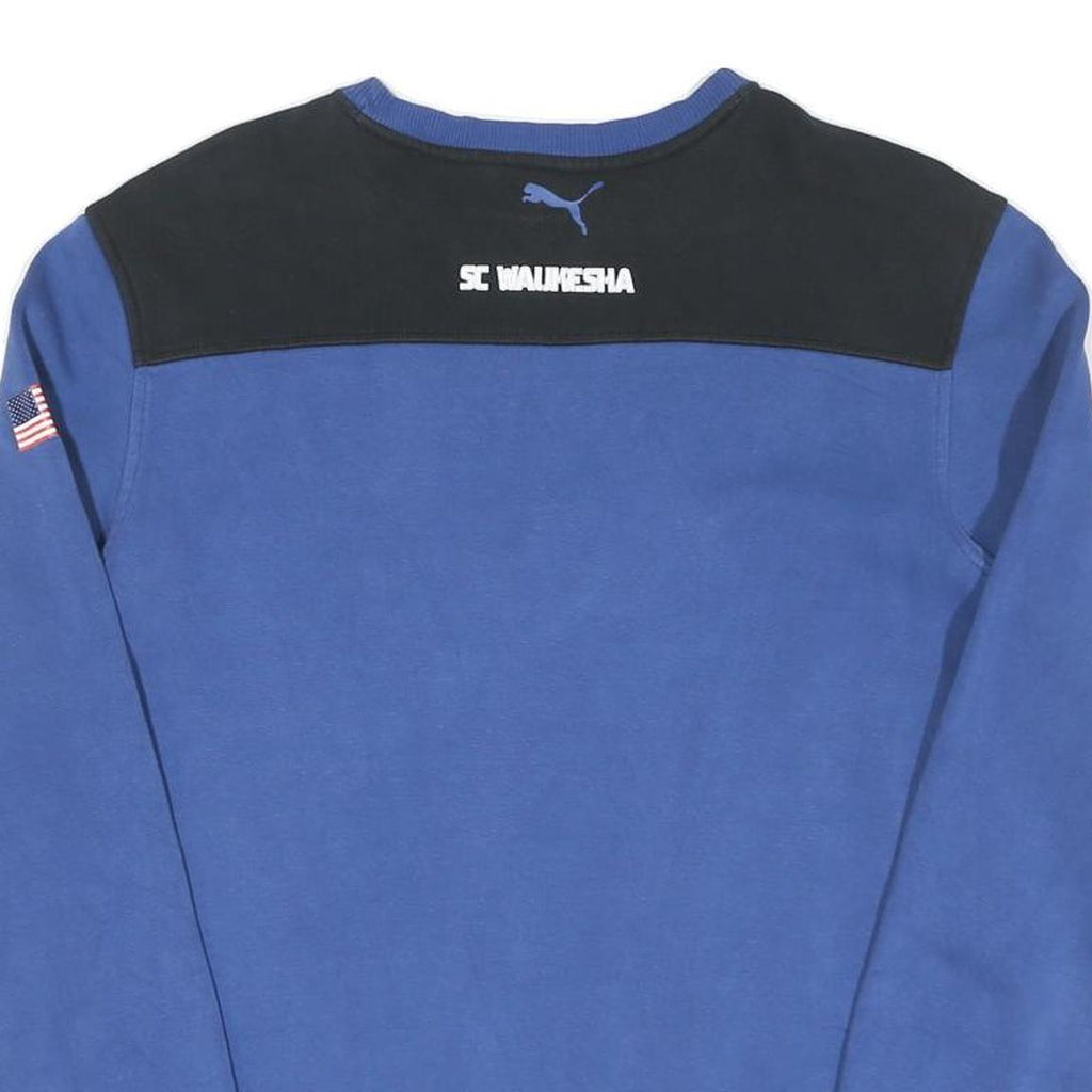 PUMA Mens Blue & Black Sweatshirt Crew Neck S Cotton Logo Graphic