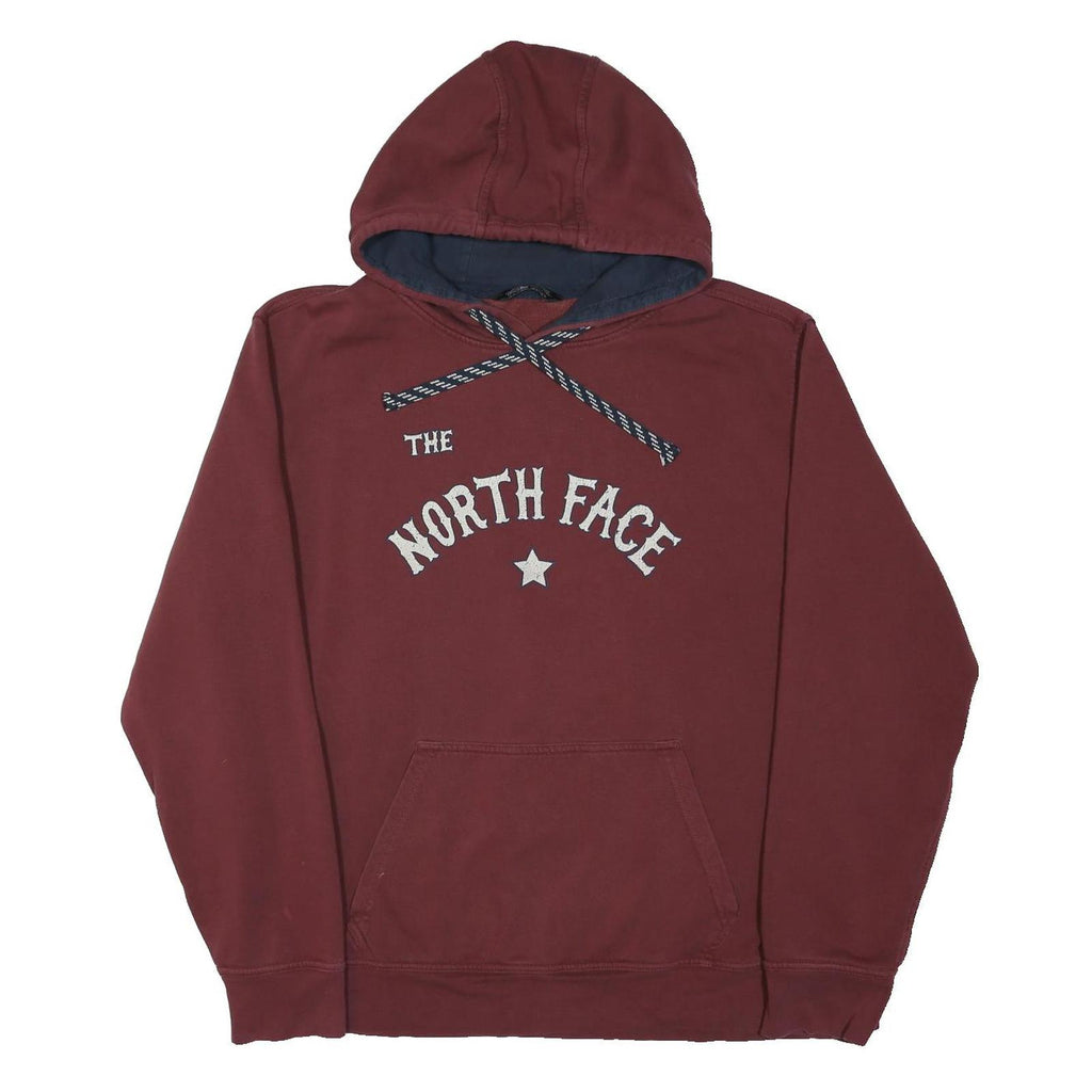 THE NORTH FACE Mens Maroon Hoodie L Cotton Blend Casual Pullover Hooded