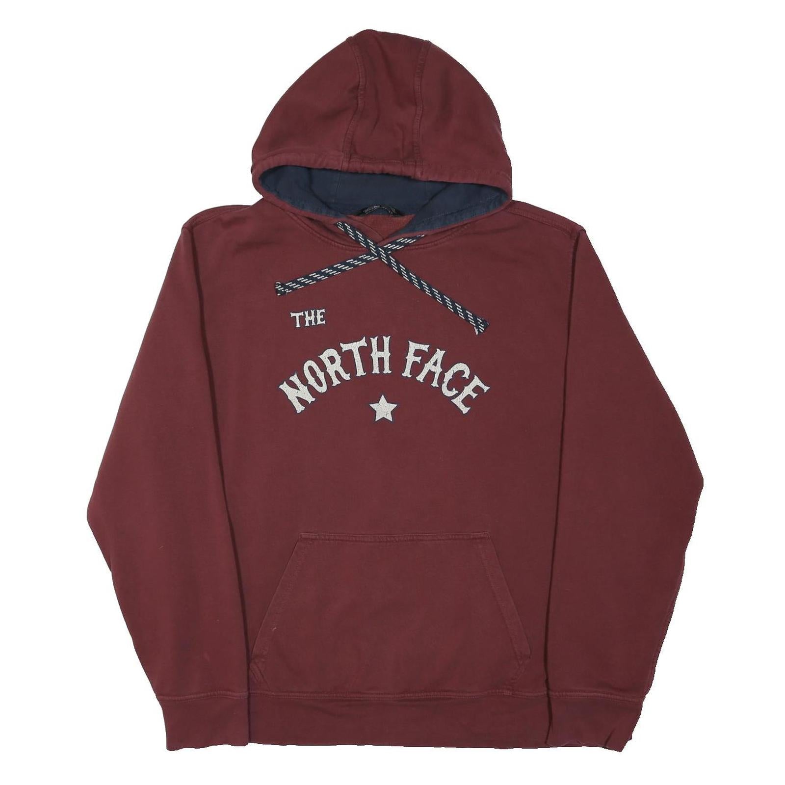 THE NORTH FACE Mens Maroon Hoodie L Cotton Blend Casual Pullover Hooded