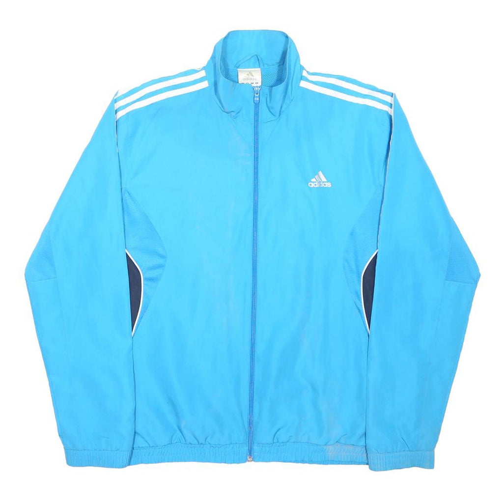 ADIDAS Mens Blue White Track Jacket L Polyester Zip Casual Sportswear