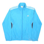 ADIDAS Mens Blue White Track Jacket L Polyester Zip Casual Sportswear