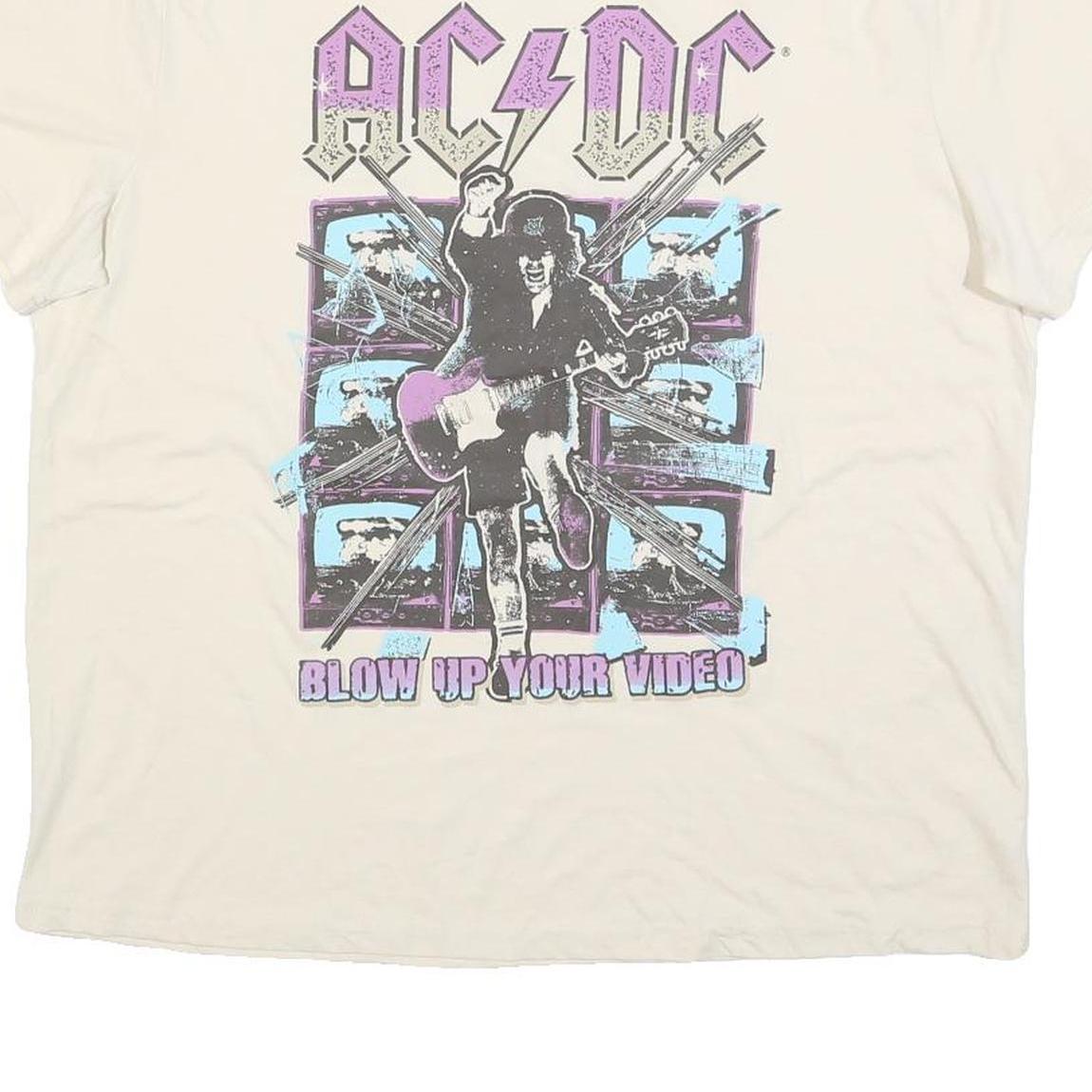 ACDC Womens Cream Band T-Shirt XL Short Sleeve Crew Neck Rock Graphic