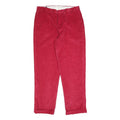 LANDS END Mens Cotton Red Relaxed Straight Trousers W37 L33 Casual Classic Zip