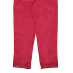 LANDS END Mens Cotton Red Relaxed Straight Trousers W37 L33 Casual Classic Zip