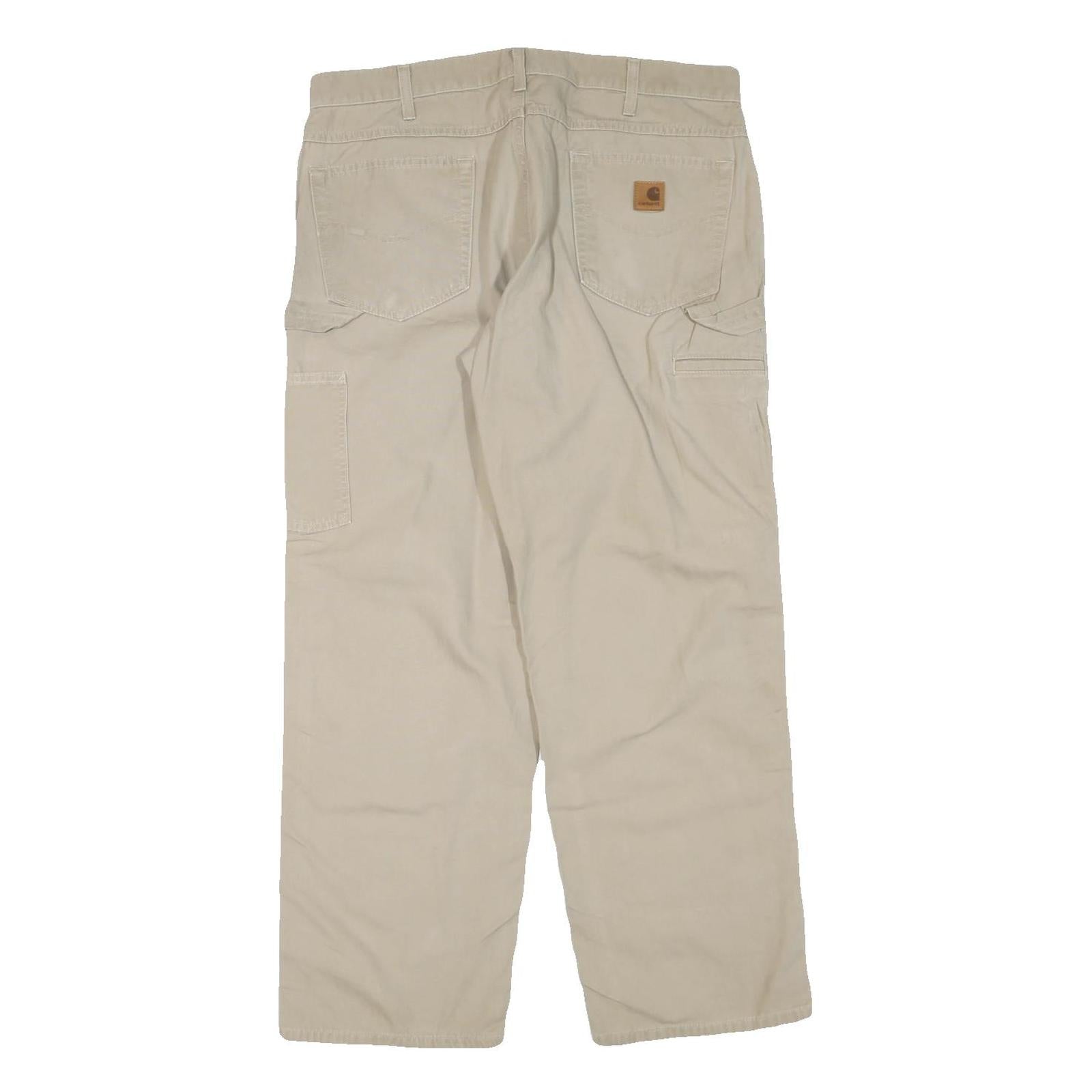 CARHARTT Mens Cotton Blend Beige Regular Fit Straight Leg Trousers W36 L30