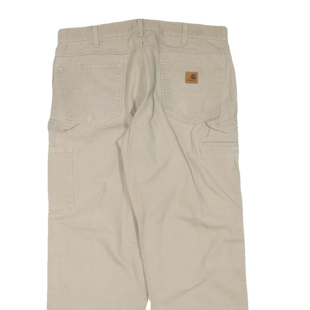CARHARTT Mens Cotton Blend Beige Regular Fit Straight Leg Trousers W36 L30