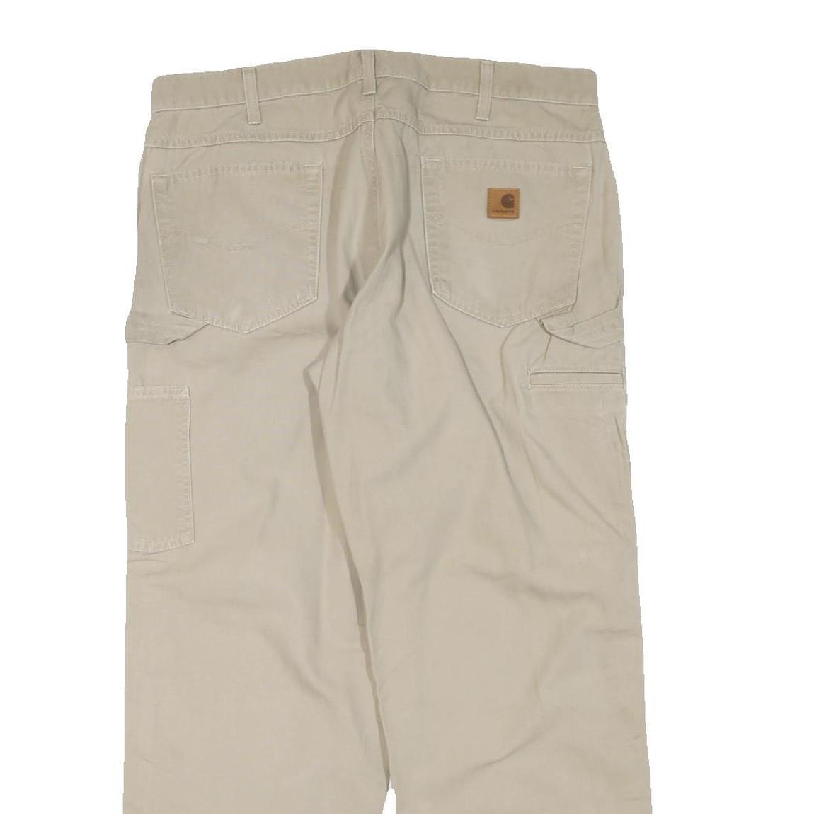 CARHARTT Mens Cotton Blend Beige Regular Fit Straight Leg Trousers W36 L30